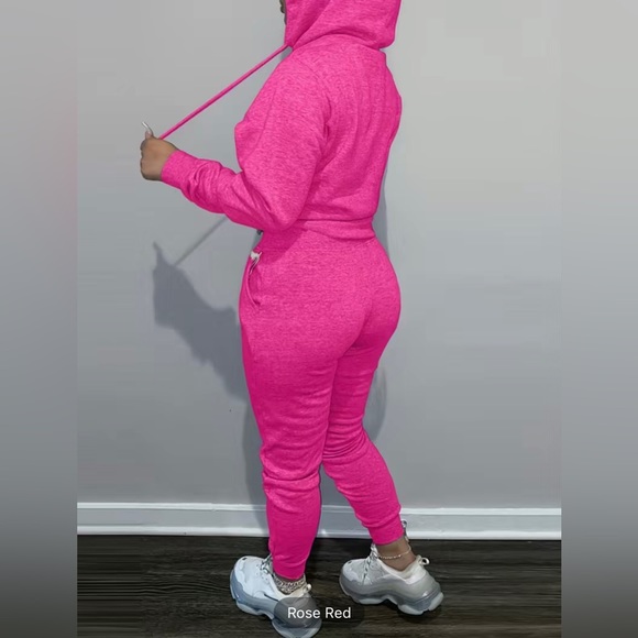 Casual Drawstring Pantsuits Two-piece Set, Loose Long Sweatpants Set - Picture 8 of 11